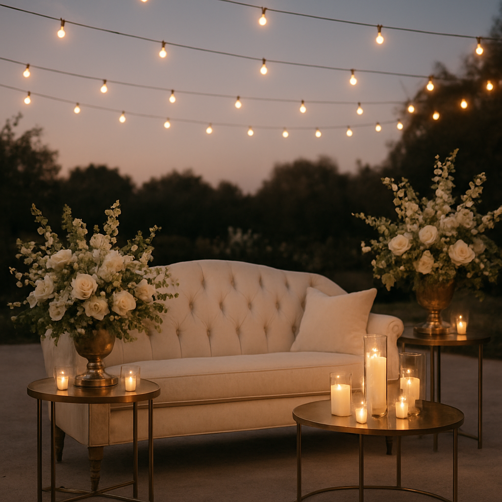 Evening lounge celebration setup