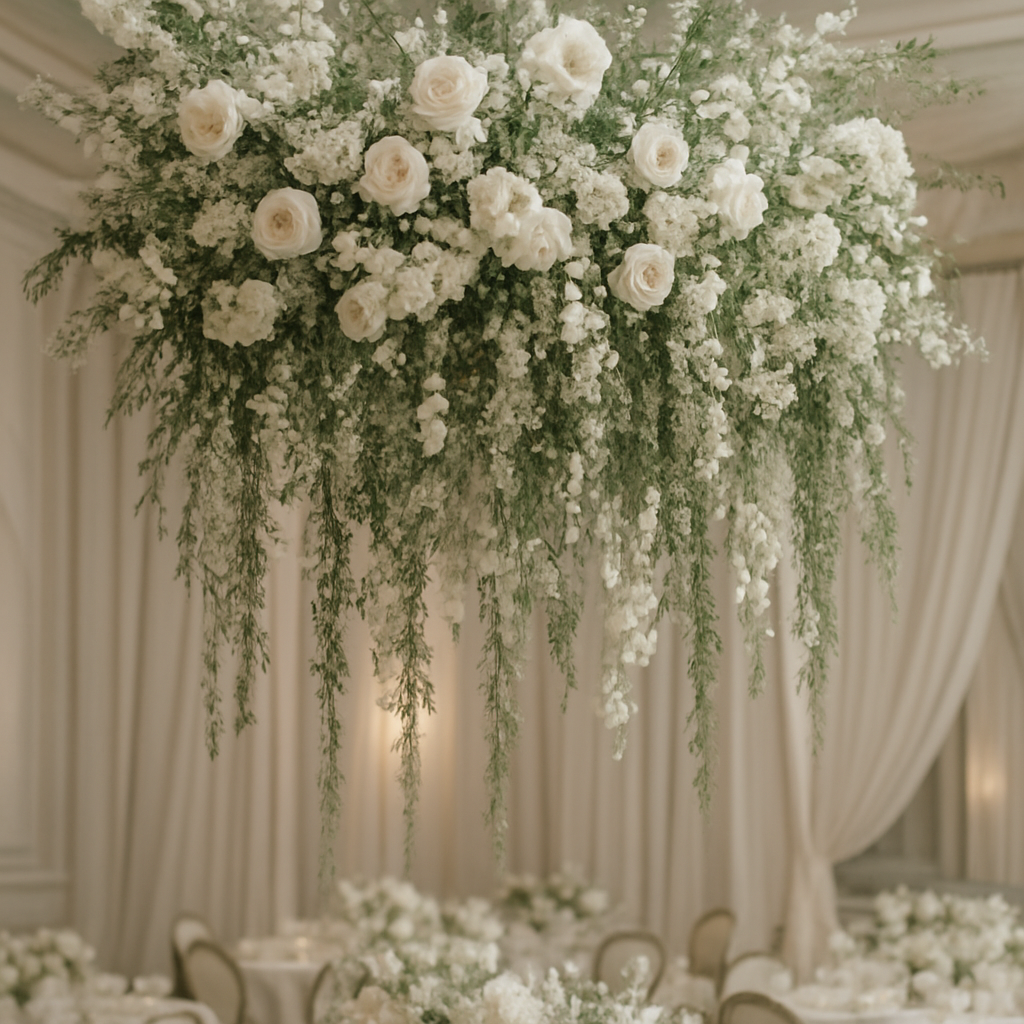 Suspended floral installation