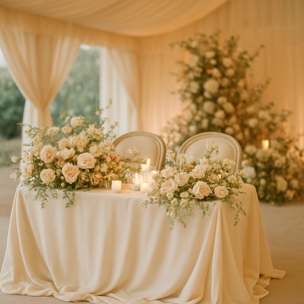 Sweetheart table with garden florals